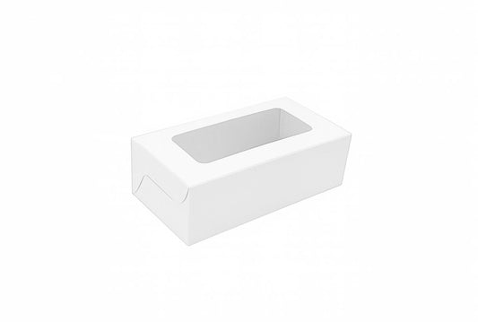L6xW3xH1.75 inch 2 Brownie Box White Virgin Kraft Paper With Window-1000/Ctn