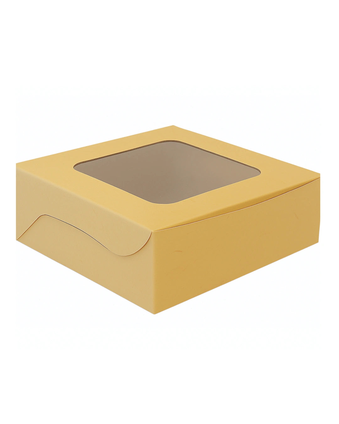 L6xW6xH1.75 inch 4 Brownie Box Brown Virgin Kraft Paper with Window-1000/Ctn