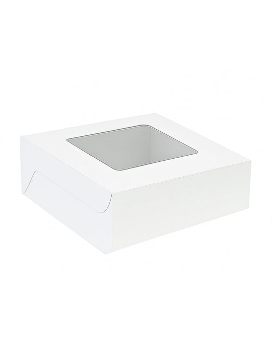 L6xW6xH1.75 inch 4 Brownie Box White Virgin Kraft Paper With Window-1000/Ctn