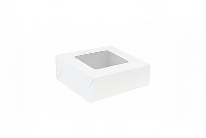 L6xW6xH1.75 inch 4 Brownie Box White Virgin Kraft Paper With Window-1000/Ctn