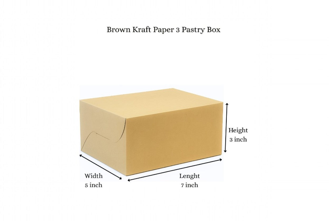 L7xW5xH3 inch 3 Pastry Box Brown Virgin Kraft Paper Without Window-1000/Ctn