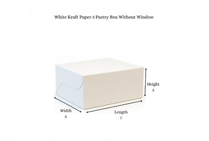 L7xW5xH3 inch 3 Pastry Box White Virgin Kraft Paper Without Window-1000/Ctn