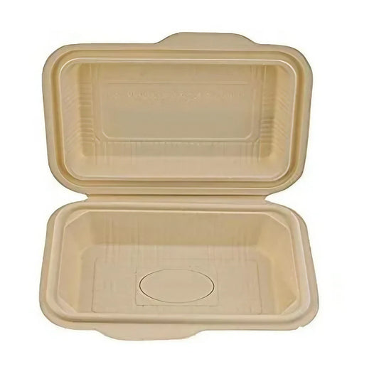 750ml Clamshell Cornstarch Rectangular Bowl With Lid Biodegradable