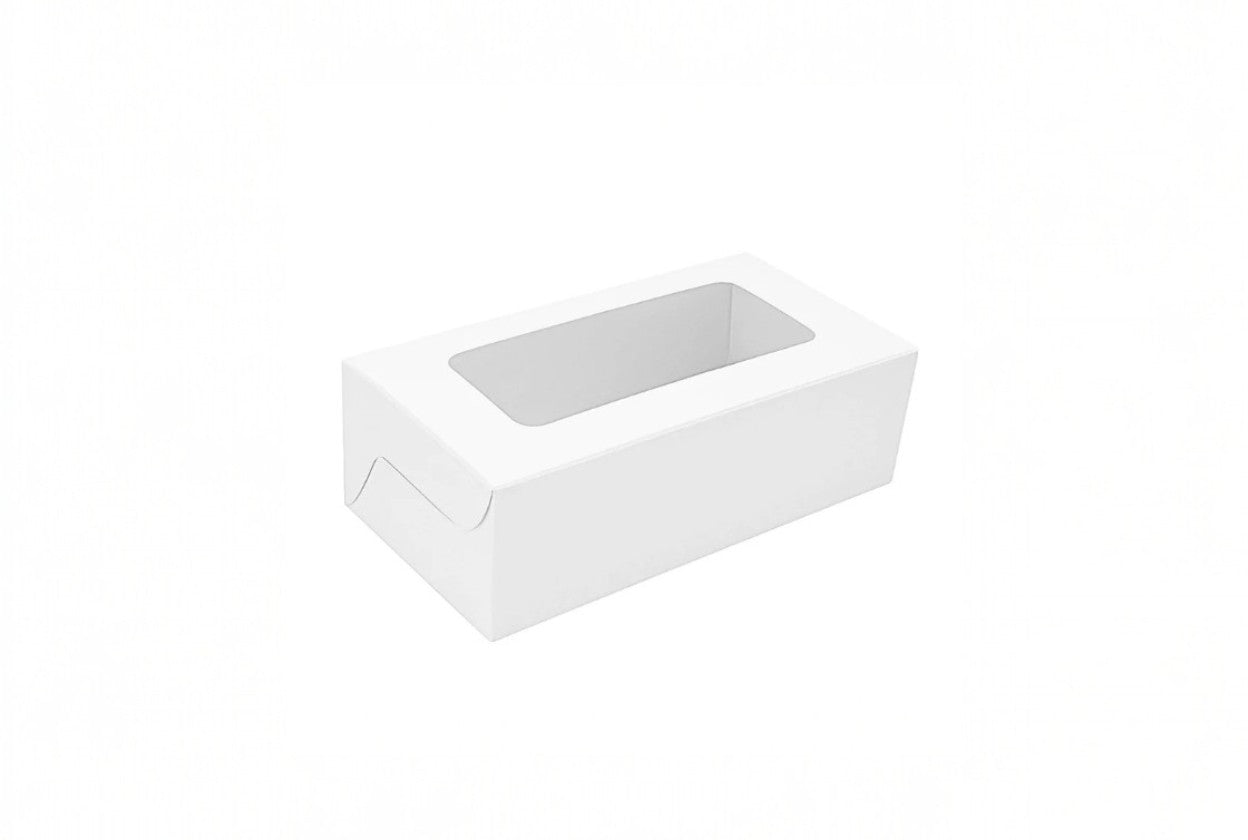 L7.5xW4xH2.5 inch 250Gms White Virgin Kraft Paper Plum Cake Box With Window-1000/Ctn