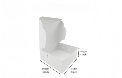 L8xW8xH4 inch 1/2kg White Virgin Kraft Paper Cake Box Without Window-1000/Ctn