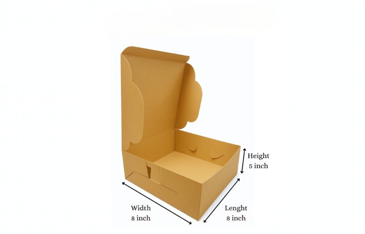 L8xW8xH5 inch 1/2kg Brown Virgin Kraft Paper Cake Box Without Window-1000/Ctn