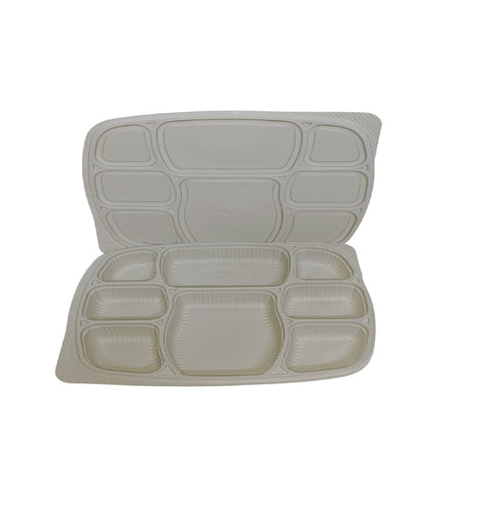 8 Compartment Cornstarch Meal Tray Biodegradable with Lid