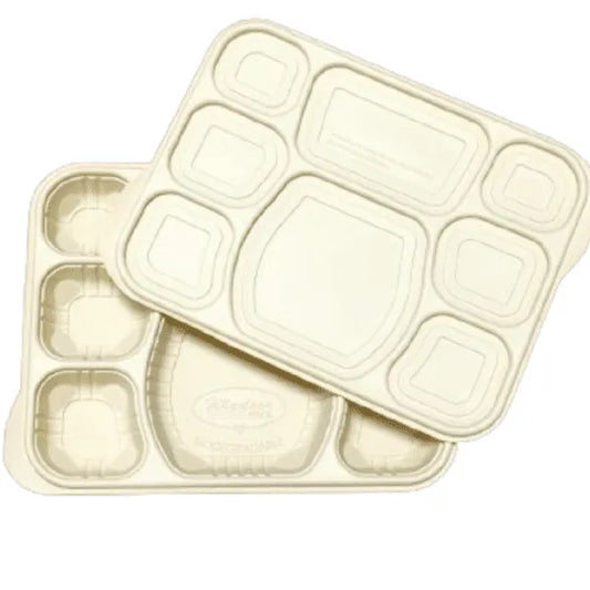 8 Compartment L30xW23cm Cornstarch Meal Tray Biodegradable (Signature)