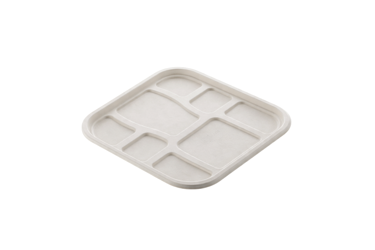 Lid For Bagasse 8 Compartment Meal Tray 100% Compostable