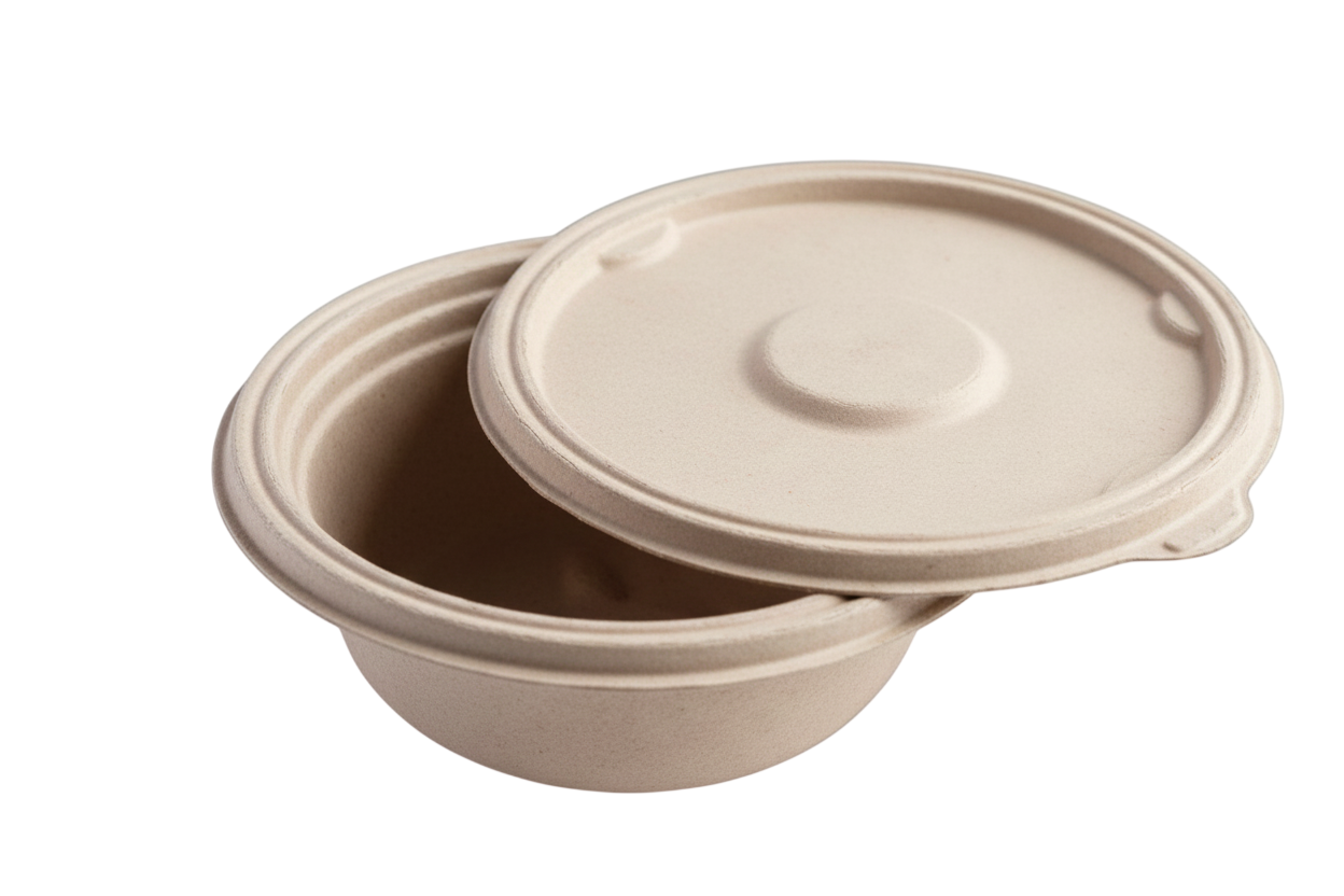 24oz/750ml Bagasse Round Lid 100% Compostable