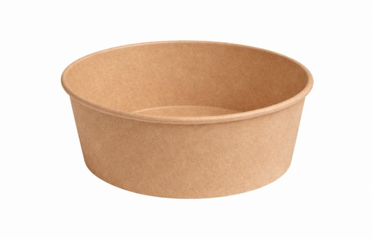 750ml Flat Kraft Brown Paper Takeaway Container Food-Grade with Leak Resistant Suitable for Salad, and Hot or Cold Takeaway Items (148mm)