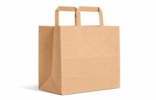 Kraft Brown Flat Handle Paper Bag H22.5xW18xG13cm