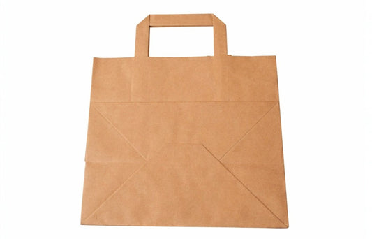 Kraft Brown Flat Handle Paper Bag H21.5xW24xG15cm