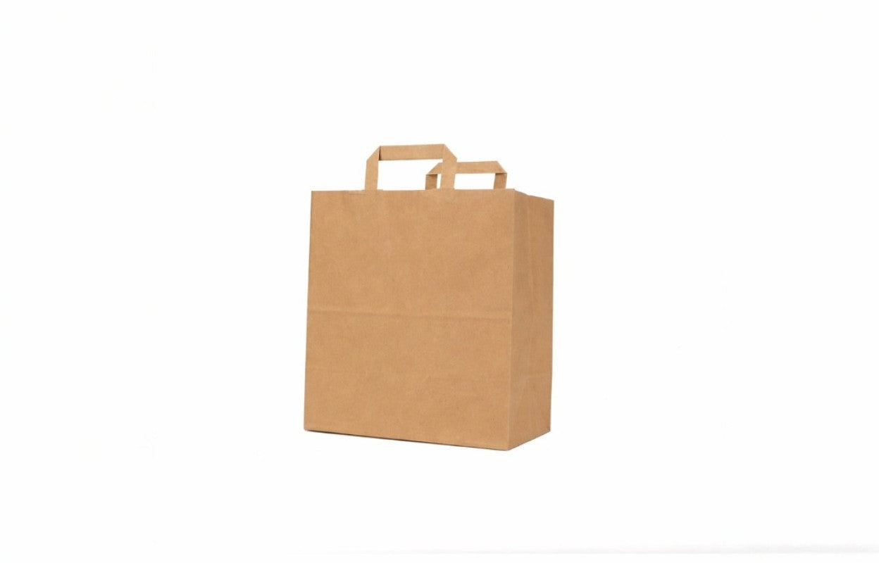 Kraft Brown Flat Handle Paper Bag H29.5xW29xG15cm