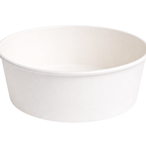 1000ml Flat Kraft White Paper Takeaway Container Food-Grade with Leak Resistant Suitable for Salad, and Hot or Cold Takeaway Items (150mm)