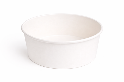 750ml Flat Kraft White Paper Takeaway Container Food-Grade with Leak Resistant Suitable for Salad, and Hot or Cold Takeaway Items (150mm)