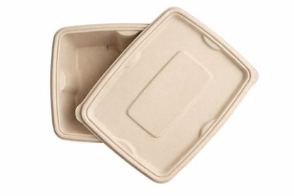 650ml Bagasse Rectangular Food Container Eco-friendly made from natural sugarcane bagasse fiber Strong, compostable, and ideal for hot meals and takeaway food