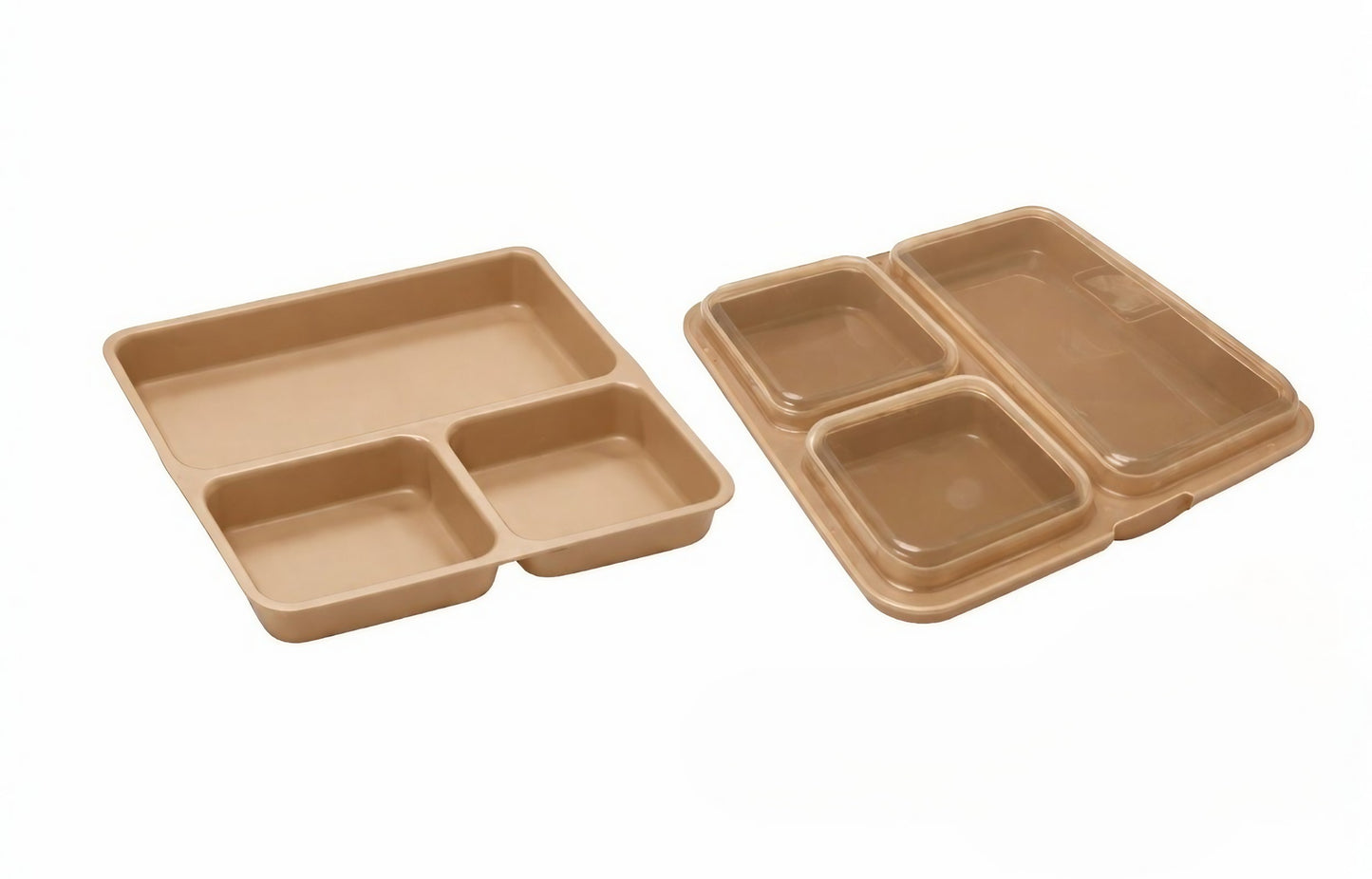 3 Compartment Tray in Brown with Lid