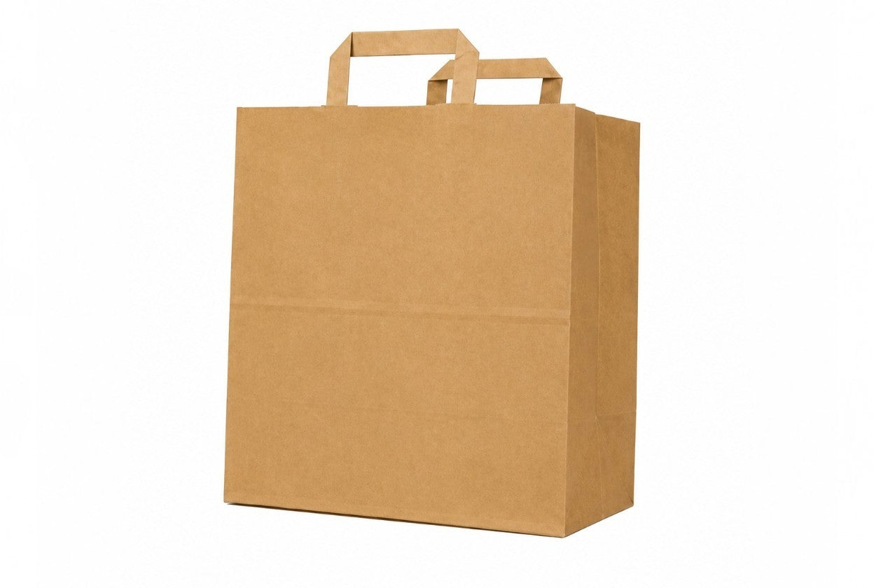 Kraft Brown Flat Handle Paper Bag H29.5xW29xG15cm