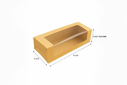 L6xW2xH2 inch 6 Macaron Box Brown Virgin Kraft Paper With Window-1000/Ctn