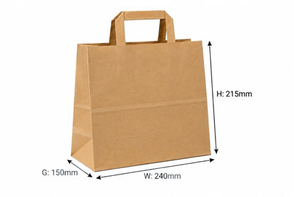 Kraft Brown Flat Handle Paper Bag H21.5xW24xG15cm