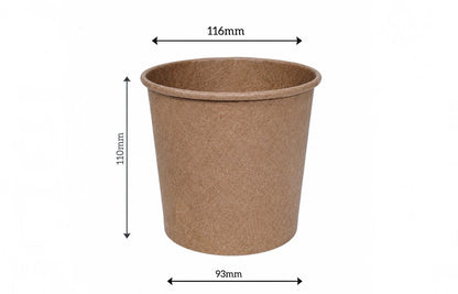 750ml Kraft Brown paper Takeaway container Food-grade with leak-resistant Suitable for soups, noodles, and hot or cold takeaway items.