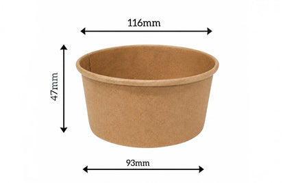 250ml Kraft Brown paper Takeaway container Food-grade with leak-resistant Suitable for soups, noodles, and hot or cold takeaway items.