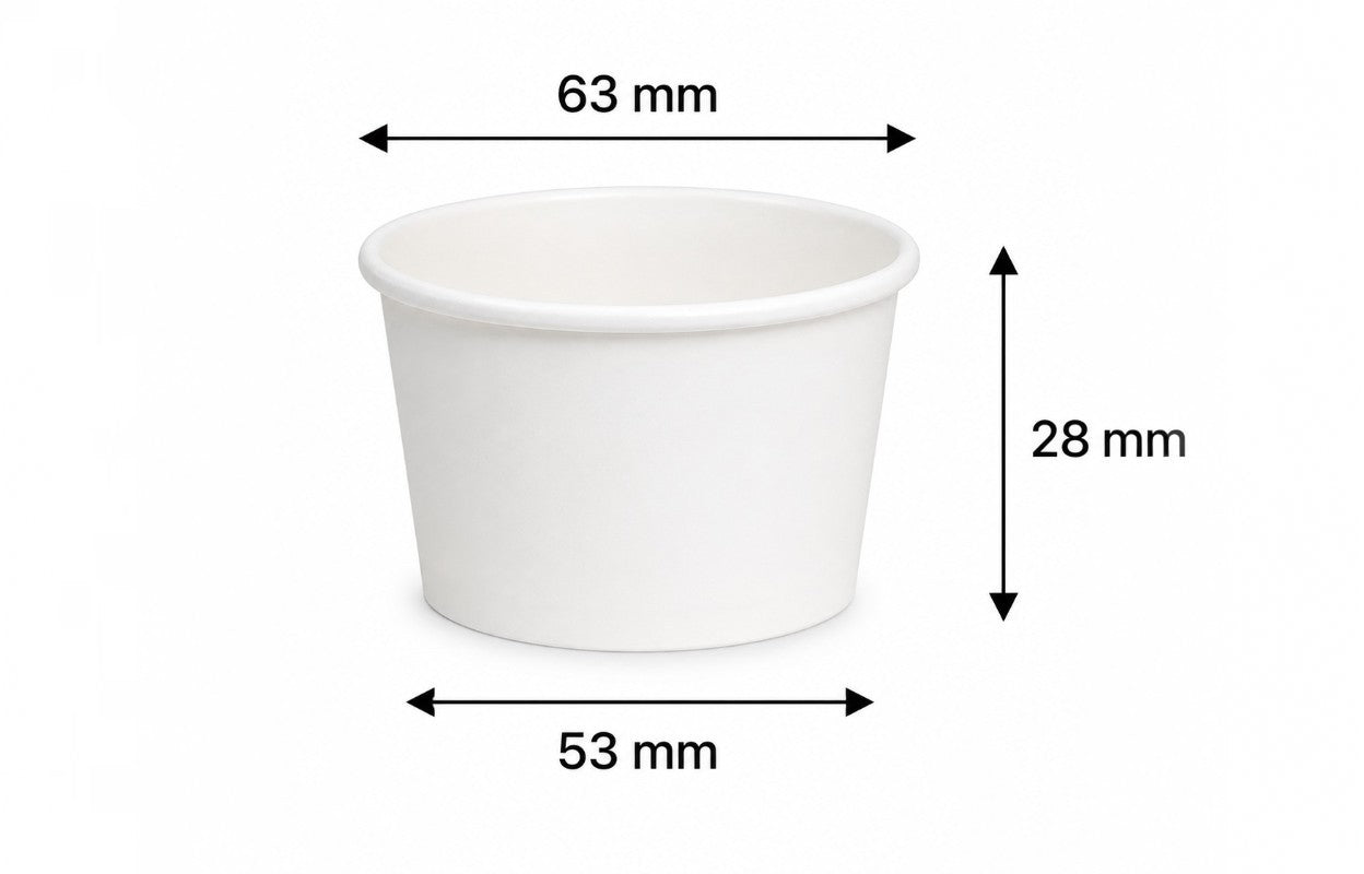 50ml Kraft White paper Takeaway container Food-grade with leak-resistant Suitable for soups, noodles, and hot or cold takeaway items.