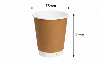 8oz Double wall paper cup to drinks warm, ideal for coffee, tea, and other hot beverages in cafes and takeaway counters.
