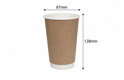 16oz Double wall paper cup to drinks warm, ideal for coffee, tea, and other hot beverages in cafes and takeaway counters.