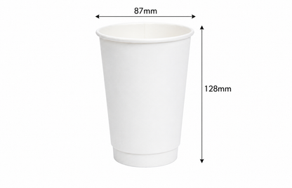 16oz Double wall paper cup to drinks warm, ideal for coffee, tea, and other hot beverages in cafes and takeaway counters.