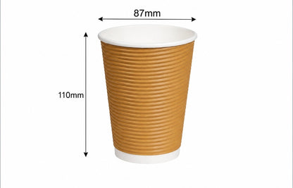 12oz ripple wall paper cup designed for serving hot beverages like coffee and tea, providing better heat protection and comfortable grip.