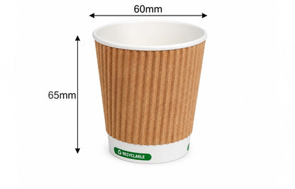 4oz ripple wall paper cup designed for serving hot beverages like coffee and tea, providing better heat protection and comfortable grip.