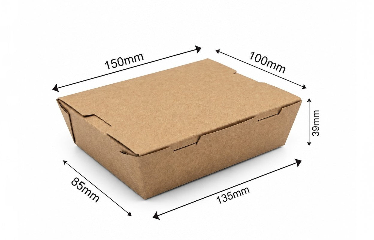 L13.5xW8.5xH39cm 500ml Brown Kraft Food Grade Paper Lunch Box-1000/Ctn