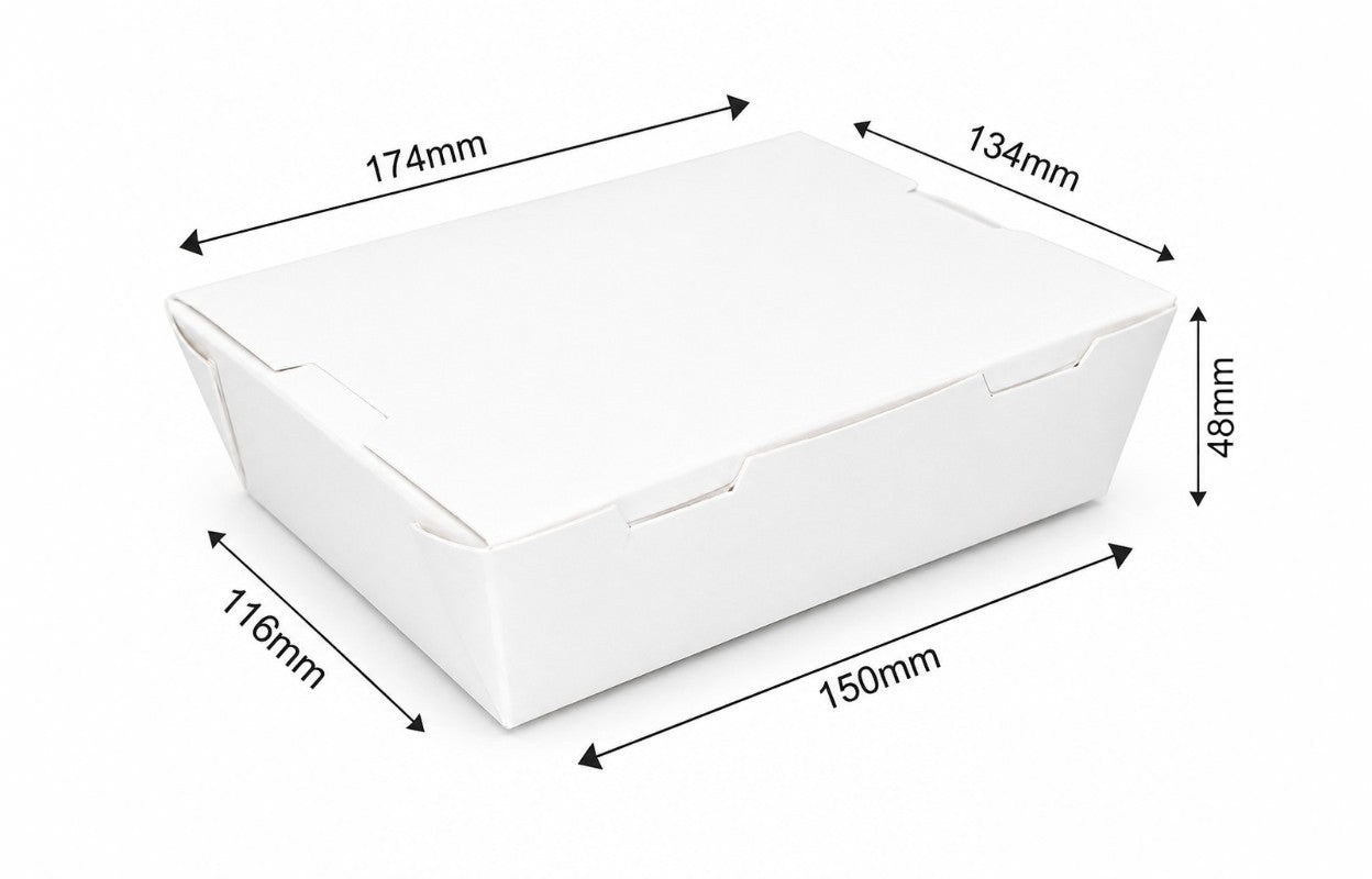 900ml White Kraft Food Grade Paper Lunch Box-800/Ctn