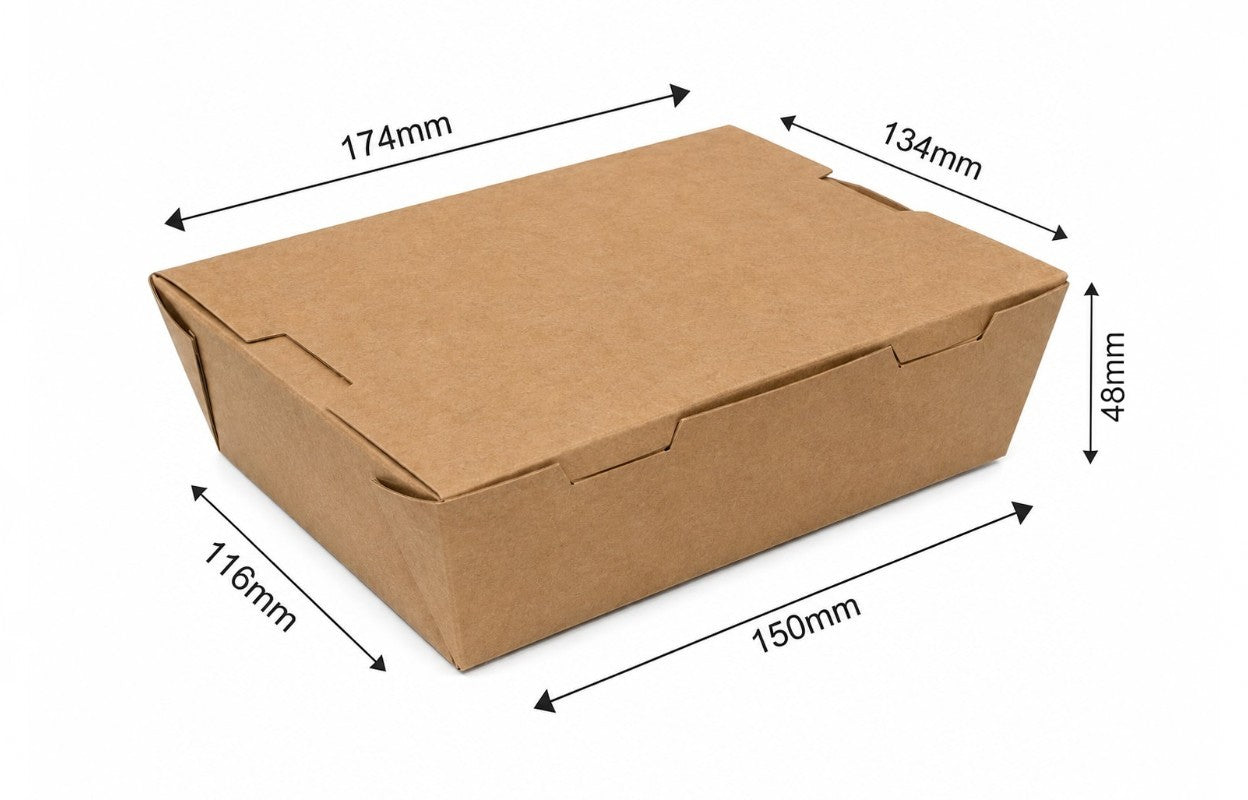 900ml Durable kraft paper lunch box with grease-resistant design Perfect for rice meals, snacks, and takeaway food