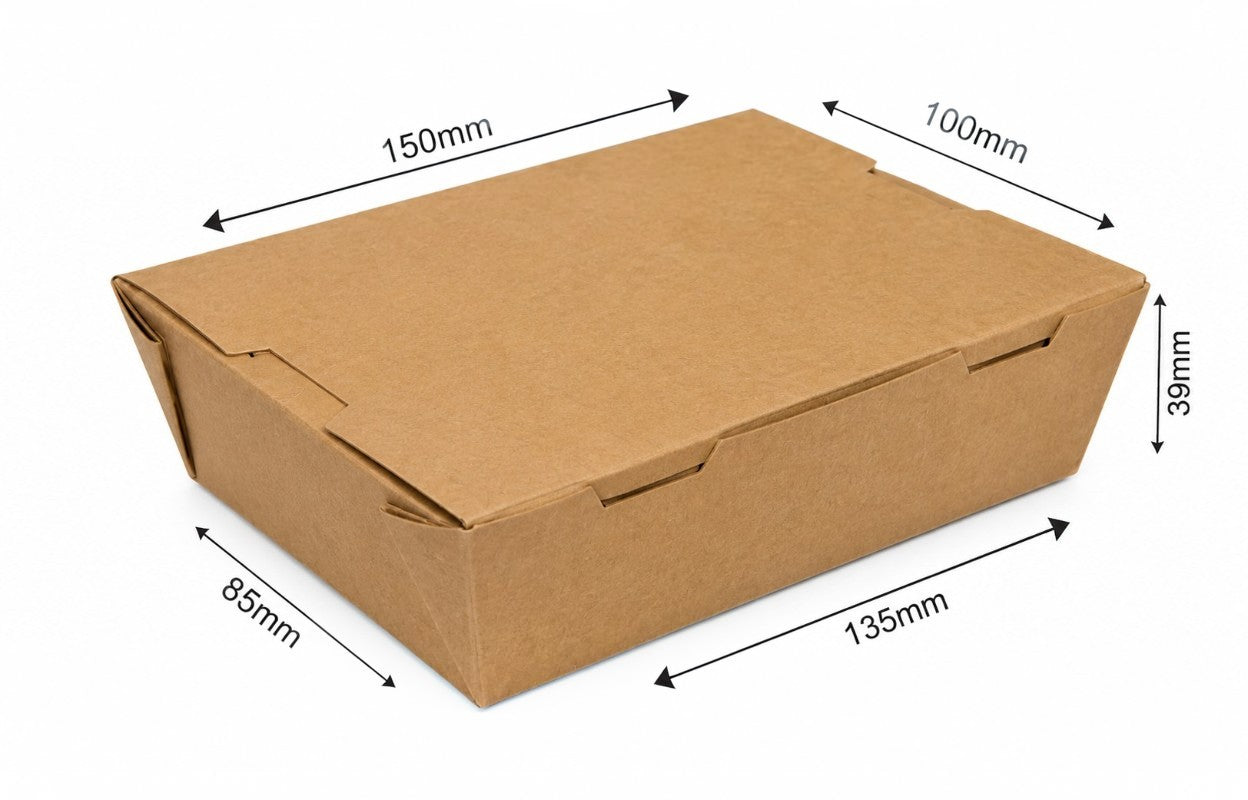 1200ml Brown Kraft Food Grade Paper Lunch Box-500/Ctn