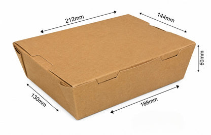 1600ml Brown Kraft Food Grade Paper Lunch Box-500/ctn
