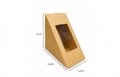 L5xW3xH5 inch Brown Virgin Kraft Paper Sandwich Wedge With Window-500/Ctn