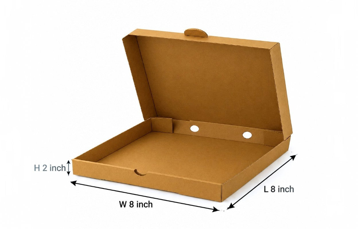 8inch Pizza Box 3Ply 200+120+200 Gsm Un Printed Brown