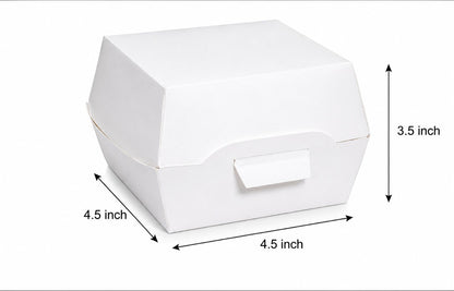 L4.5xW4.5xH3.5 inch White Virgin Kraft Paper Burger Box-3000/Ctn