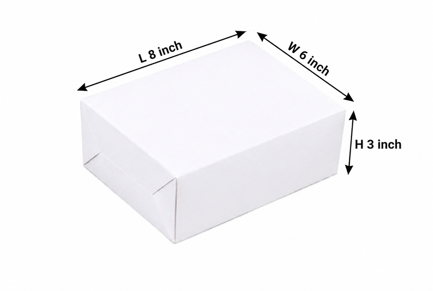 L8xW6XH3 Inch Paper Rectangular Box White