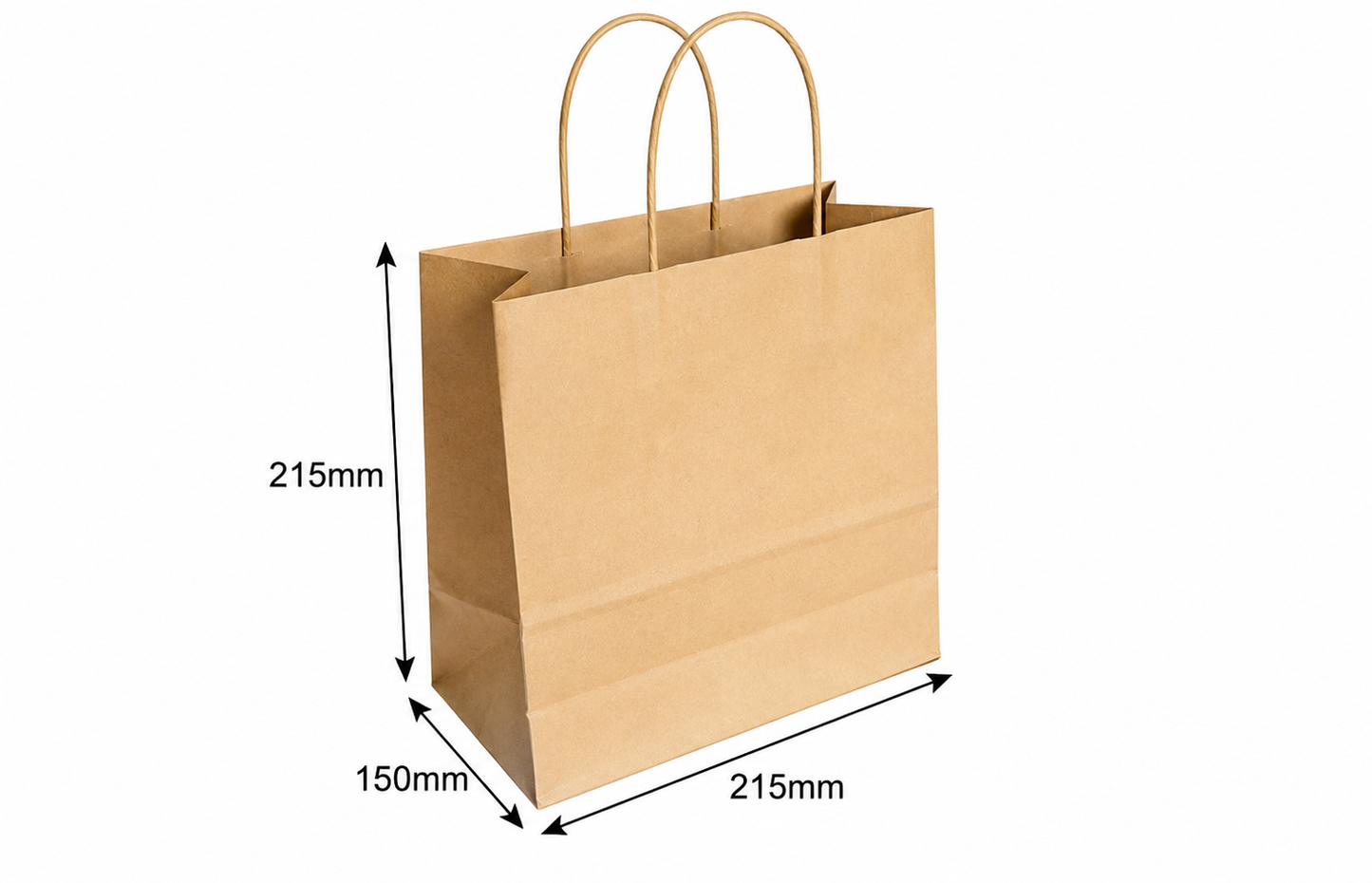 H21.5xW21.5xG15 cm- Brown Kraft Paper Bag With Twisted Handle