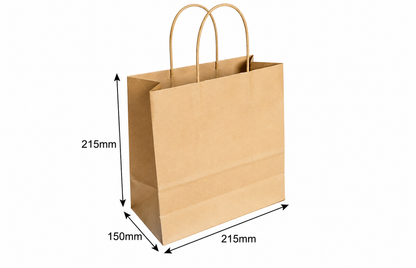 H21.5xW21.5xG15 cm- Brown Kraft Paper Bag With Twisted Handle