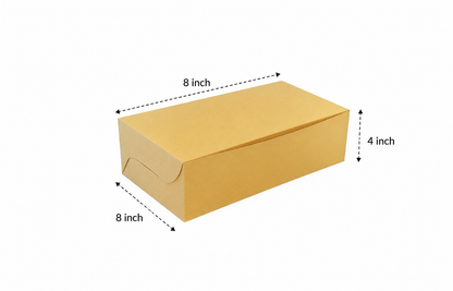 L8xW8xH4 inch 500Gms Brown Virgin Kraft Paper Plum Cake Box Without Window-1000/ctn