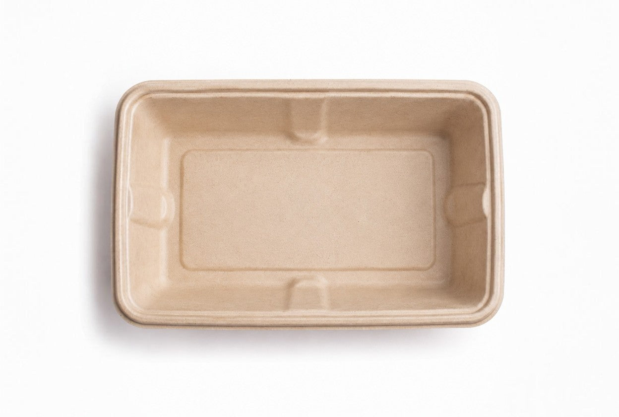 650ml Bagasse Rectangular Food Container Eco-friendly made from natural sugarcane bagasse fiber Strong, compostable, and ideal for hot meals and takeaway food