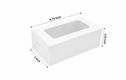8.75 X 4 X 3.25 Inch 500Gms White Virgin Kraft Paper Plum Cake Box with Window-1000/ctn