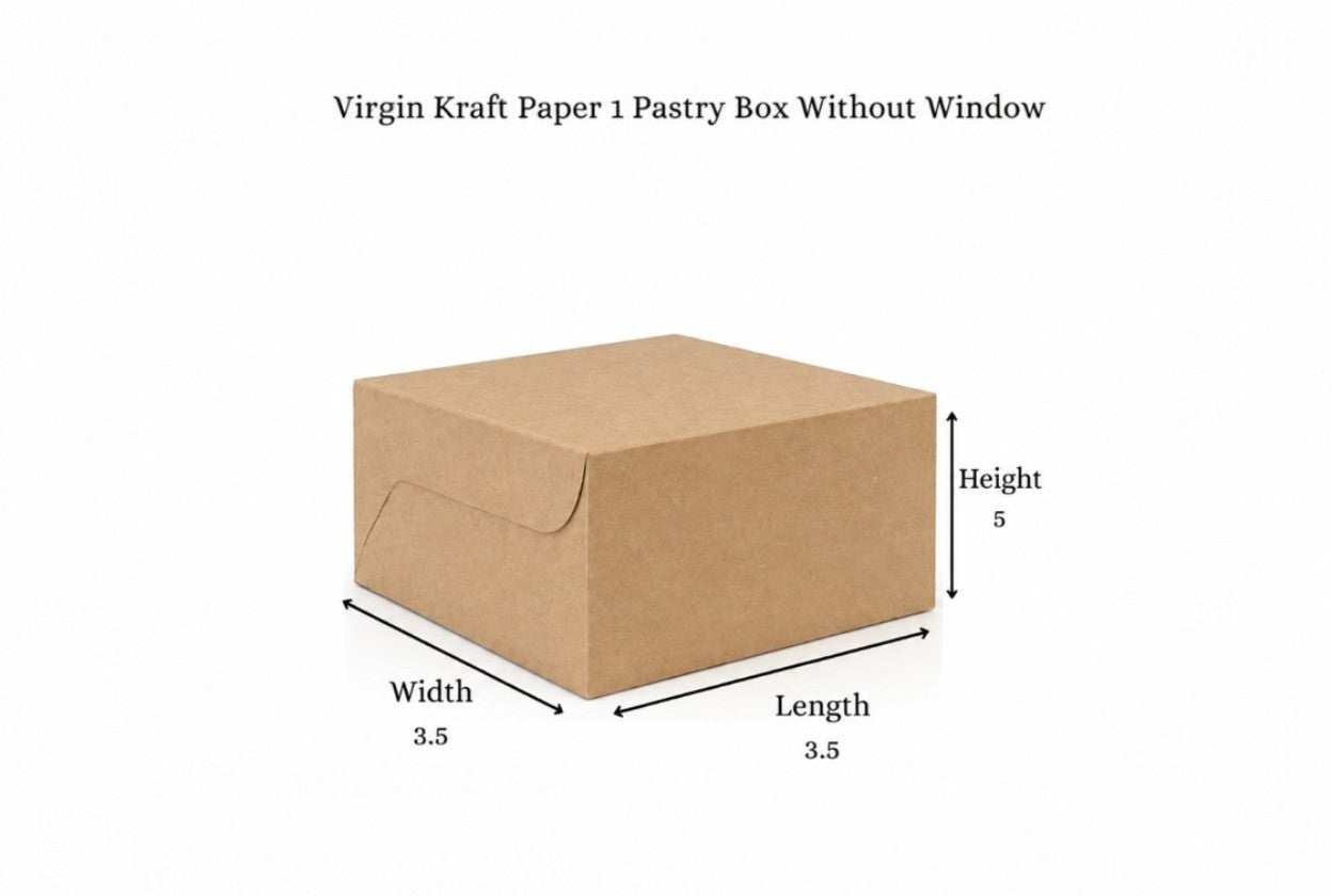 L5xW3.5xH3.5 inch 1 Pastry Box Brown Virgin Kraft Paper Without Window-1000/Ctn