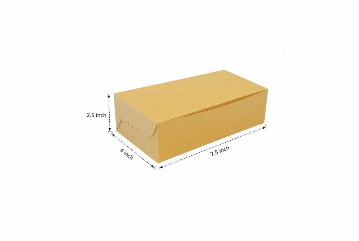 L7.5xW4xH2.5 inch 250Gms Brown Virgin Kraft Paper Plum Cak Box Without Window-1000/Ctn