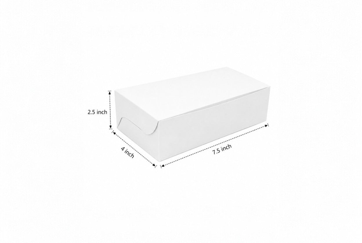 L7.5xW4xH2.5 inch 250Gms White Virgin Kraft Paper Plum Cake Box Without Window-1000/Ctn